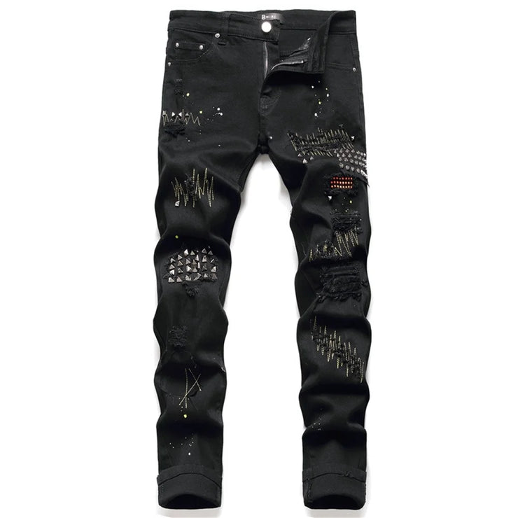 EH·MD® Diamond Embroidered  Cotton Stretch Denim