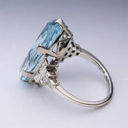Luxury Female Light Sky Blue Wedding Ring