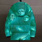 White Eiderdown Glow-In-The-Dark Down Jacket