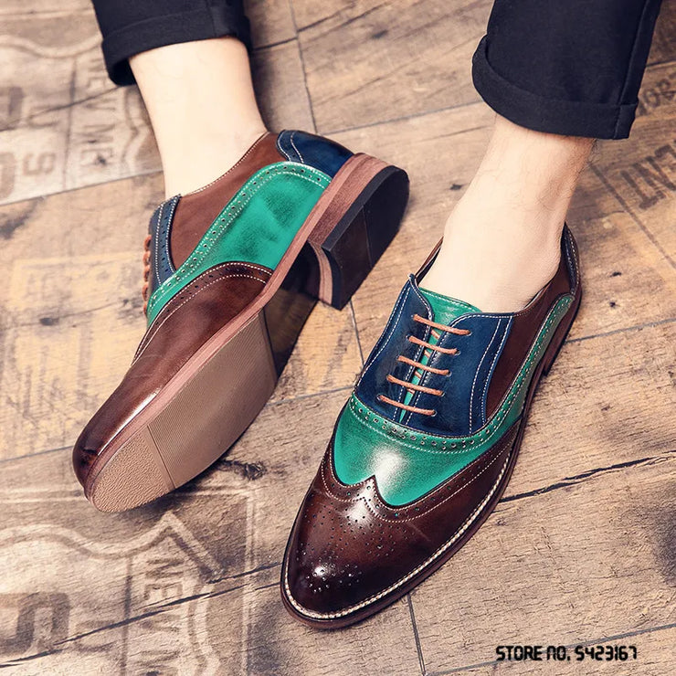 BRITISH DESIGNER COLOURFUL  BROGUE LEATHER SHOES