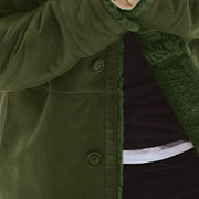 Men Windproof  Lapel Mid-Length Thicken Fur Lined Casual Jacket