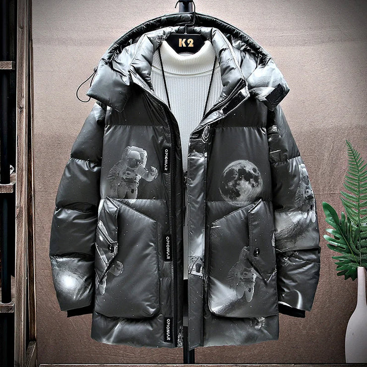 White Eiderdown Glow-In-The-Dark Down Jacket