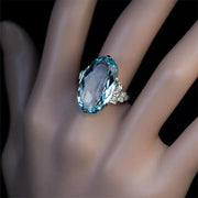 Luxury Female Light Sky Blue Wedding Ring