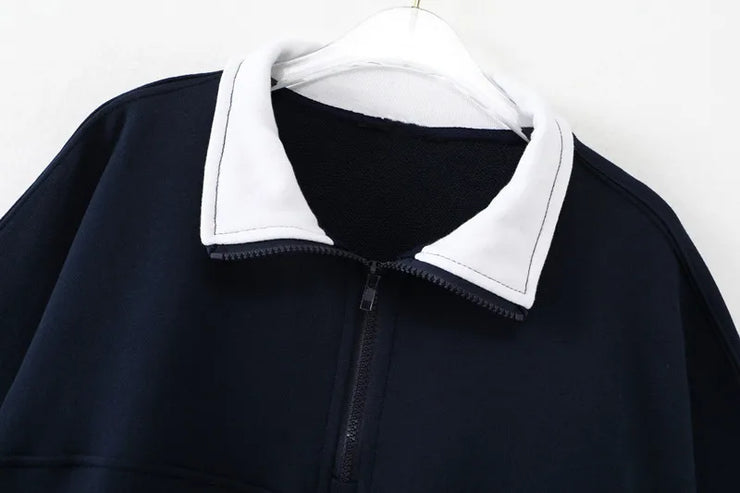 Oversize women velvet embroidery sweatshirts