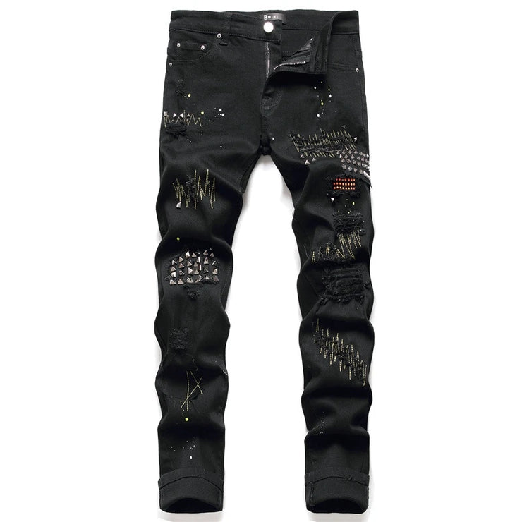 EH·MD® Diamond Embroidered  Cotton Stretch Denim