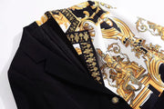 European and American Long sleeve retro printed suit