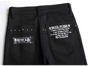 Men's Scotland Punk Rivet Patch Black Denim