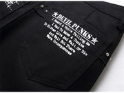 Men's Scotland Punk Rivet Patch Black Denim
