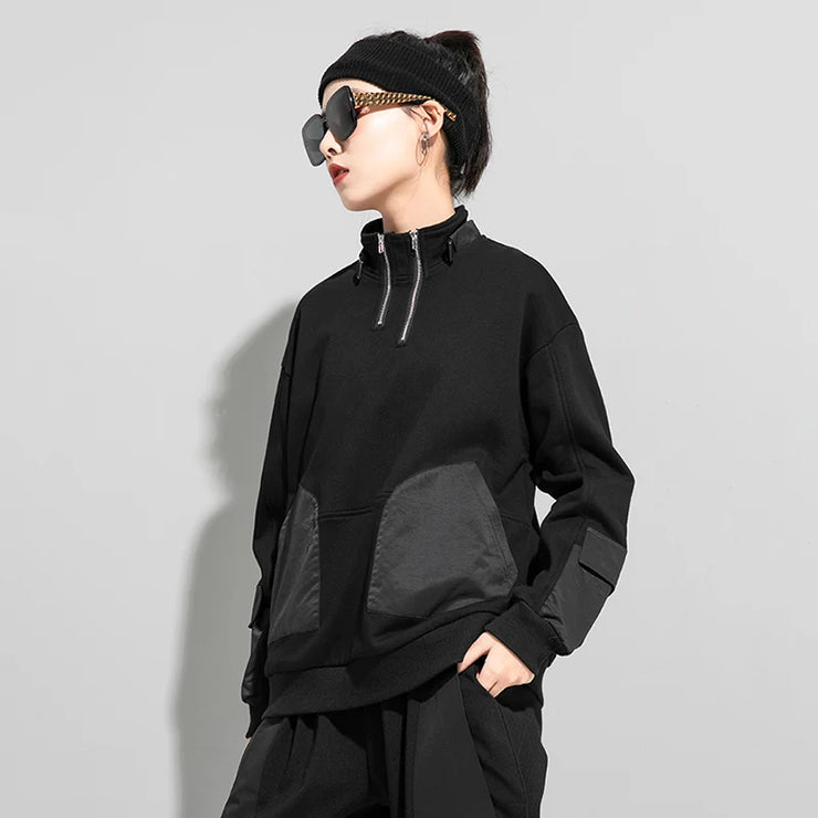luxury Patchwork Collared sweatshirt