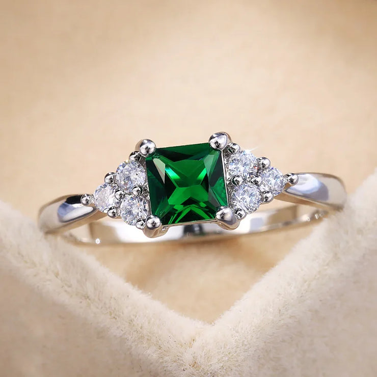 Green Cubic Zircon Stone Proposal Ring