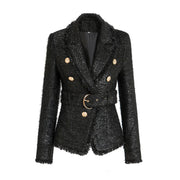 Vintage High-Luxury Solid Tweed Tassel Jacket