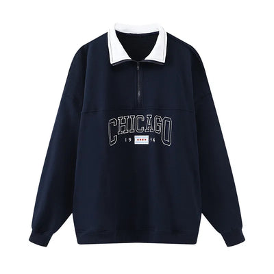 Oversize women velvet embroidery sweatshirts