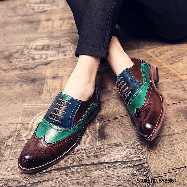 BRITISH DESIGNER COLOURFUL  BROGUE LEATHER SHOES
