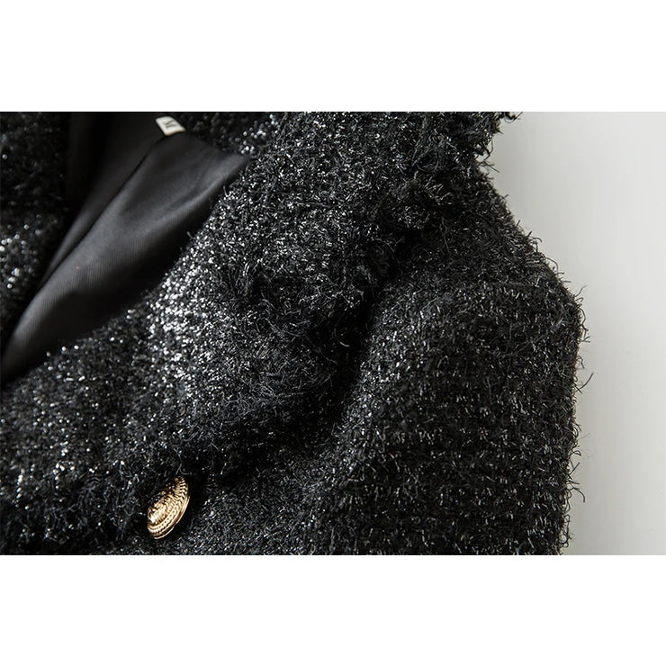 Vintage High-Luxury Solid Tweed Tassel Jacket