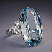 Luxury Female Light Sky Blue Wedding Ring