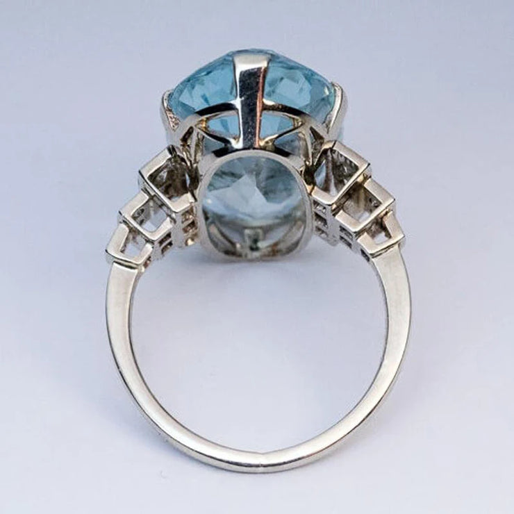 Luxury Female Light Sky Blue Wedding Ring