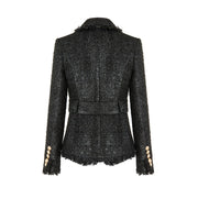 Vintage High-Luxury Solid Tweed Tassel Jacket