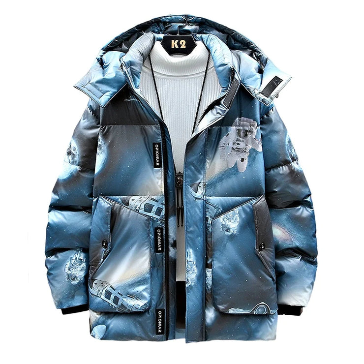 White Eiderdown Glow-In-The-Dark Down Jacket