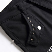Men's Scotland Punk Rivet Patch Black Denim
