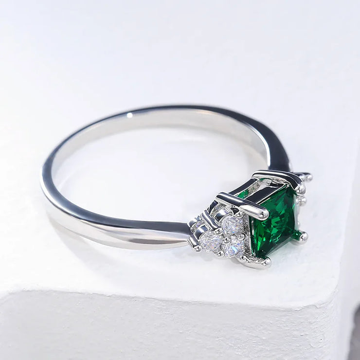 Green Cubic Zircon Stone Proposal Ring