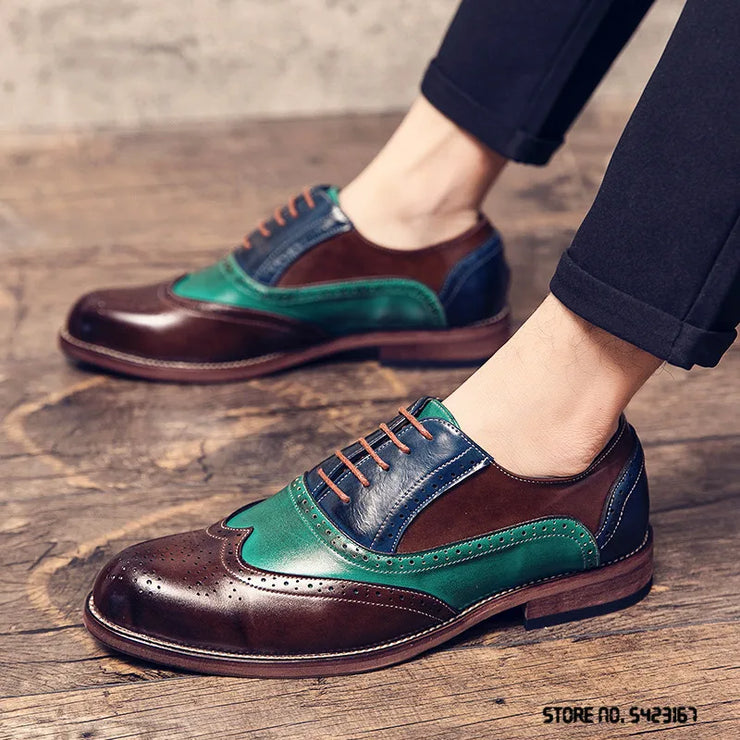 BRITISH DESIGNER COLOURFUL  BROGUE LEATHER SHOES