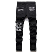Men's Scotland Punk Rivet Patch Black Denim