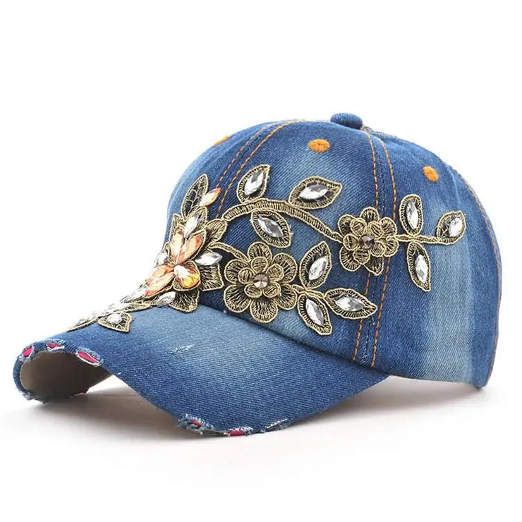 Diamond Painting Embroidery Flower Denim cap