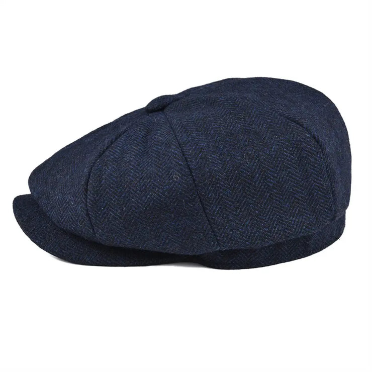 BOTVELA Blue Herringbone Newsboy Cap