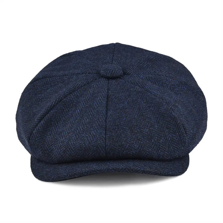 BOTVELA Blue Herringbone Newsboy Cap