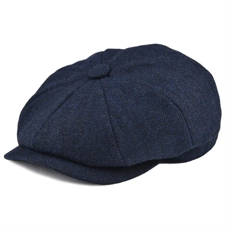 BOTVELA Blue Herringbone Newsboy Cap