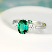 Trendy Oval Green Cubic Zirconia Adjustable Ring