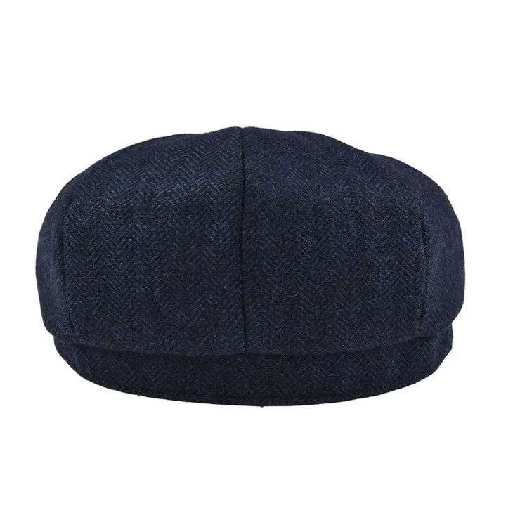 BOTVELA Blue Herringbone Newsboy Cap
