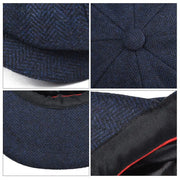 BOTVELA Blue Herringbone Newsboy Cap