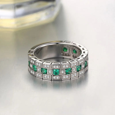 Luxury Paved Green Cubic Zirconia Ring