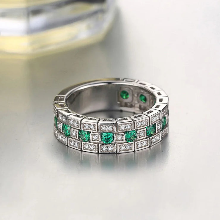 Luxury Paved Green Cubic Zirconia Ring