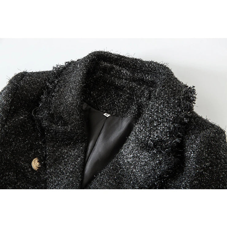 Vintage High-Luxury Solid Tweed Tassel Jacket