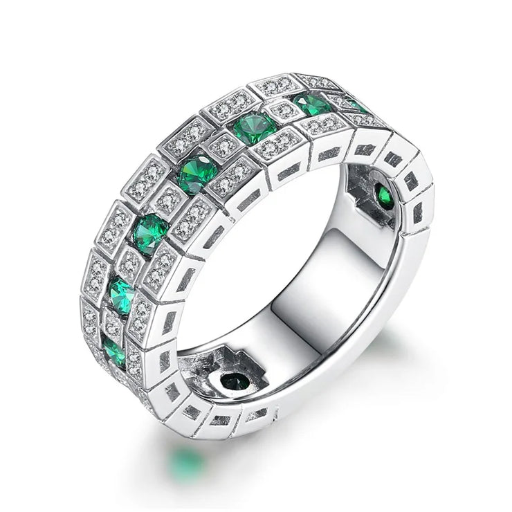 Luxury Paved Green Cubic Zirconia Ring