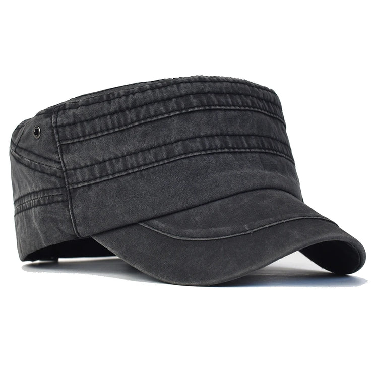 Casual Washed Cotton  Adjustable Military Cap
