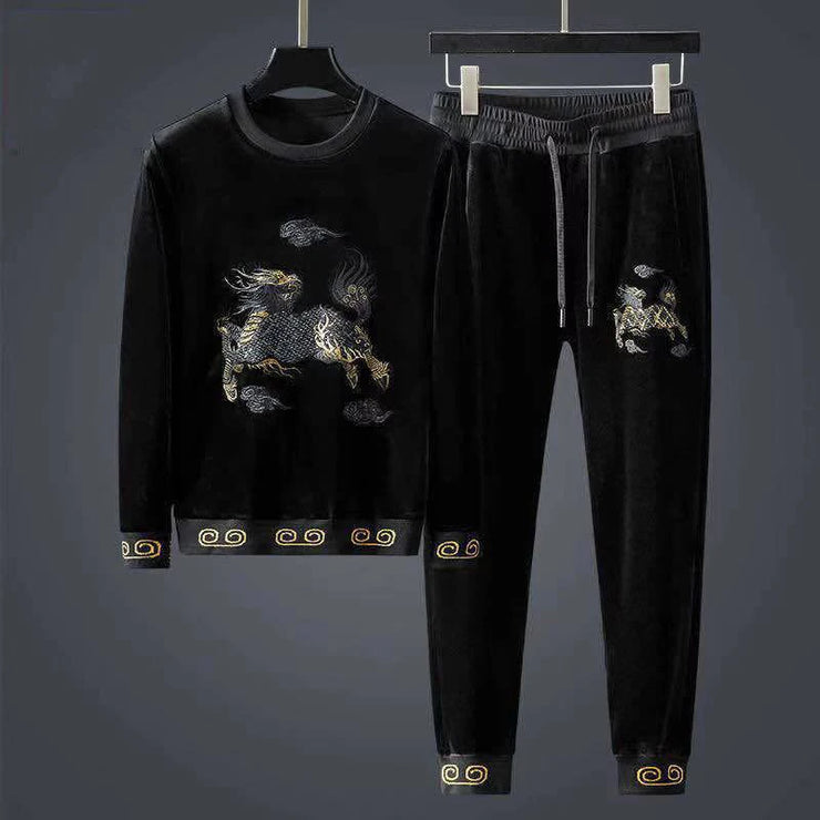 Thick velvet embroidery Track suit