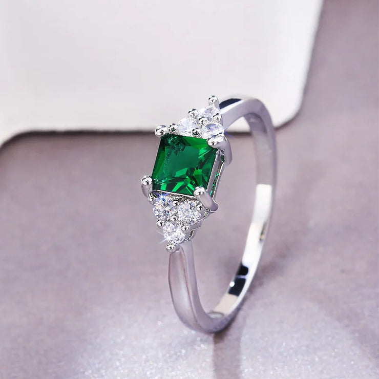 Green Cubic Zircon Stone Proposal Ring