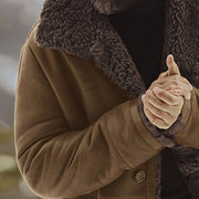 Men Windproof  Lapel Mid-Length Thicken Fur Lined Casual Jacket