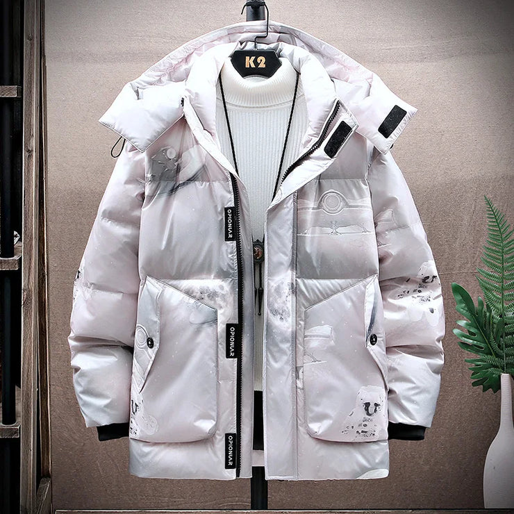 White Eiderdown Glow-In-The-Dark Down Jacket