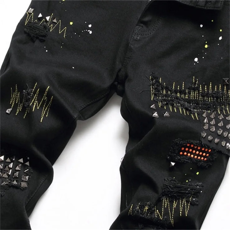 EH·MD® Diamond Embroidered  Cotton Stretch Denim