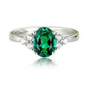 Trendy Oval Green Cubic Zirconia Adjustable Ring