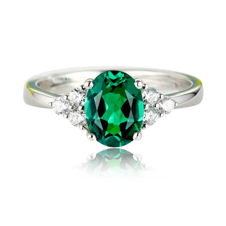Trendy Oval Green Cubic Zirconia Adjustable Ring