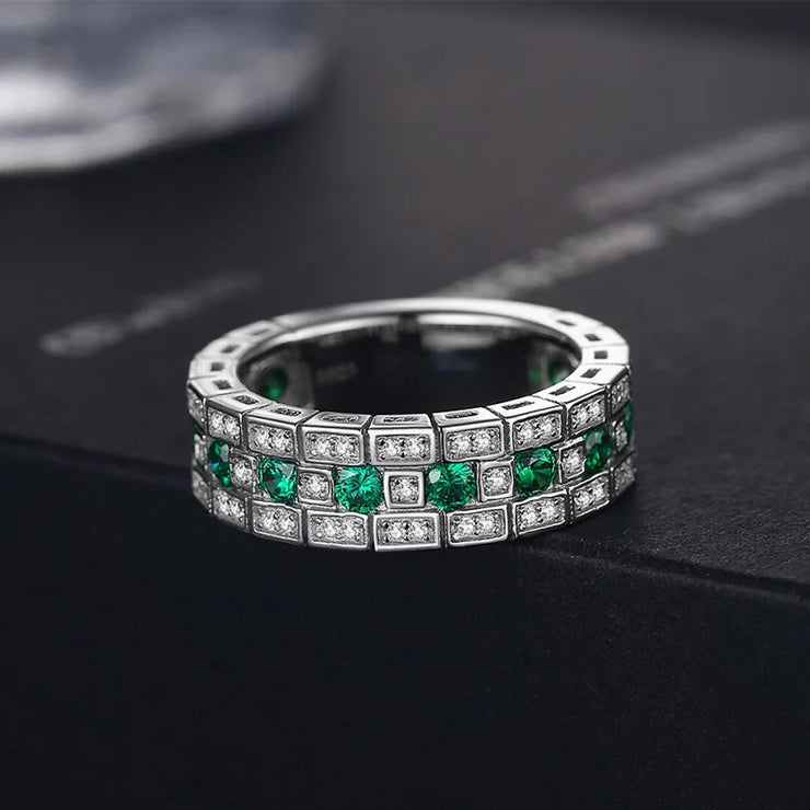 Luxury Paved Green Cubic Zirconia Ring