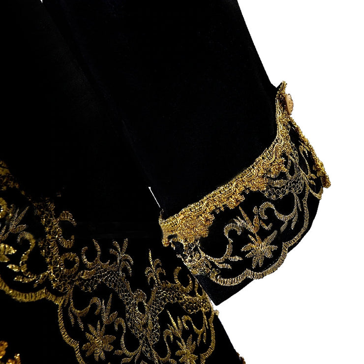 Luxury velvet Gold Embroidery special suit