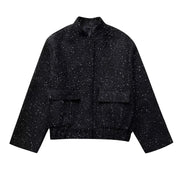 ZaZevity TRAF Women Shiny Sequin Jacket