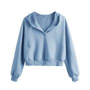 Women's Cropped Long Sleeve Casual Pullover