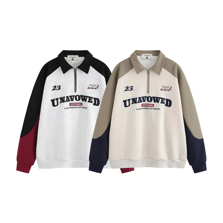 Men Polo Collar Streetwear Sweatshirt